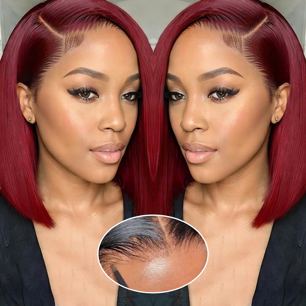 Human Hair Pre Plucked Pre Cut HD Lace Front Glueless Wigs Short Straight Bob Wigs - Wigtrends