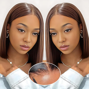 Human Hair Pre Plucked Pre Cut HD Lace Front Glueless Wigs Short Straight Bob Wigs - Wigtrends
