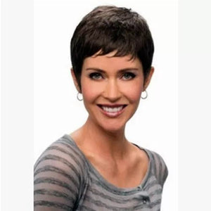 Human Hair Short Pixie Cut Wigs for Black/White Women Wavy Hair Wig with Bangs - Wigtrends