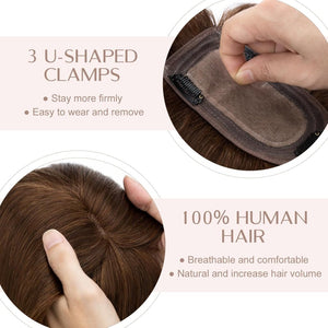 Human Hair Topper with Bangs - Real Human Hair Toppers for Women with Thin Hair - Wigtrends