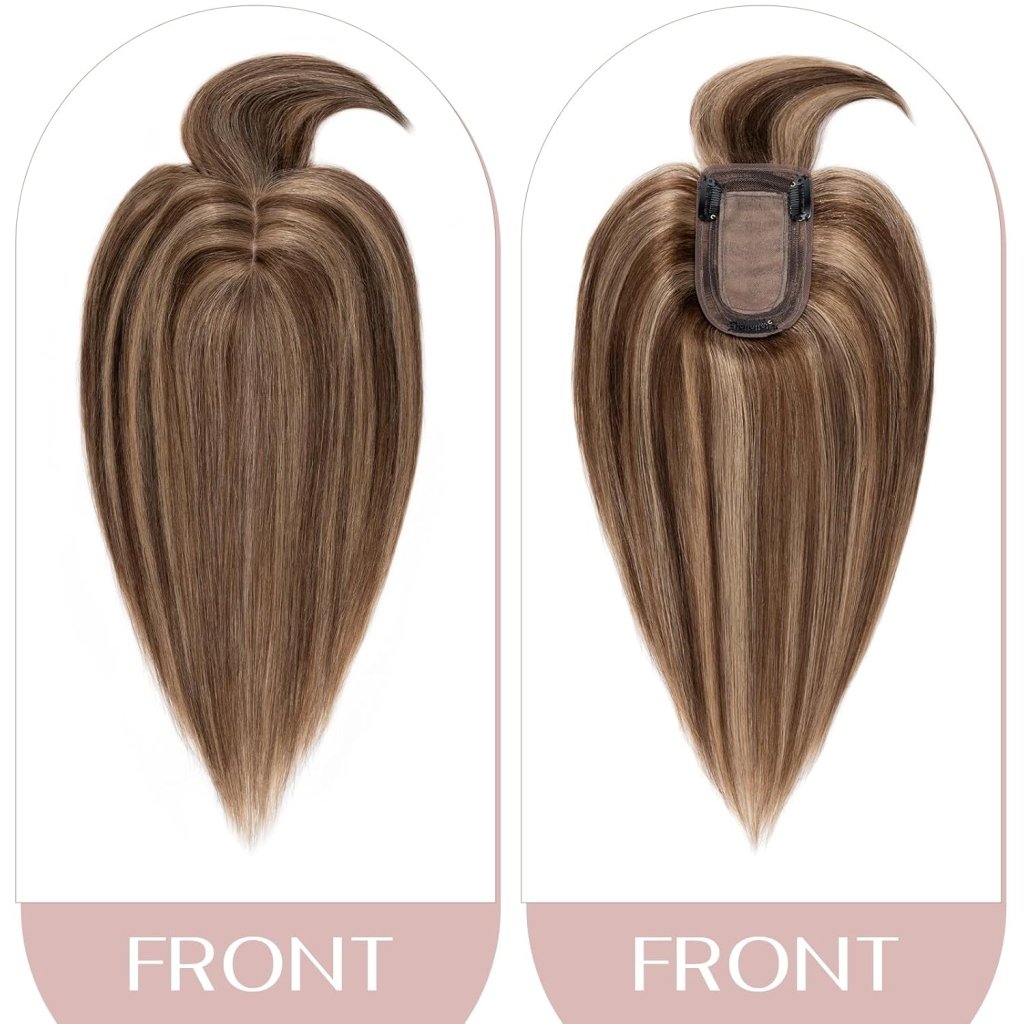 Human Hair Topper with Bangs - Real Human Hair Toppers for Women with Thin Hair - Wigtrends
