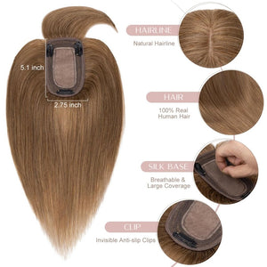 Human Hair Topper with Bangs - Real Human Hair Toppers for Women with Thin Hair - Wigtrends