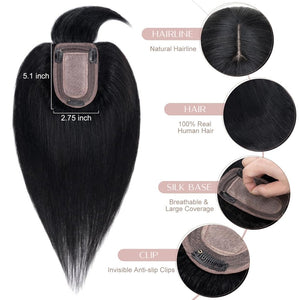 Human Hair Topper with Bangs - Real Human Hair Toppers for Women with Thin Hair - Wigtrends