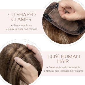 Human Hair Topper with Bangs - Real Human Hair Toppers for Women with Thin Hair - Wigtrends