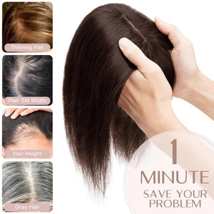 Human Hair Topper with Bangs - Real Human Hair Toppers for Women with Thin Hair - Wigtrends