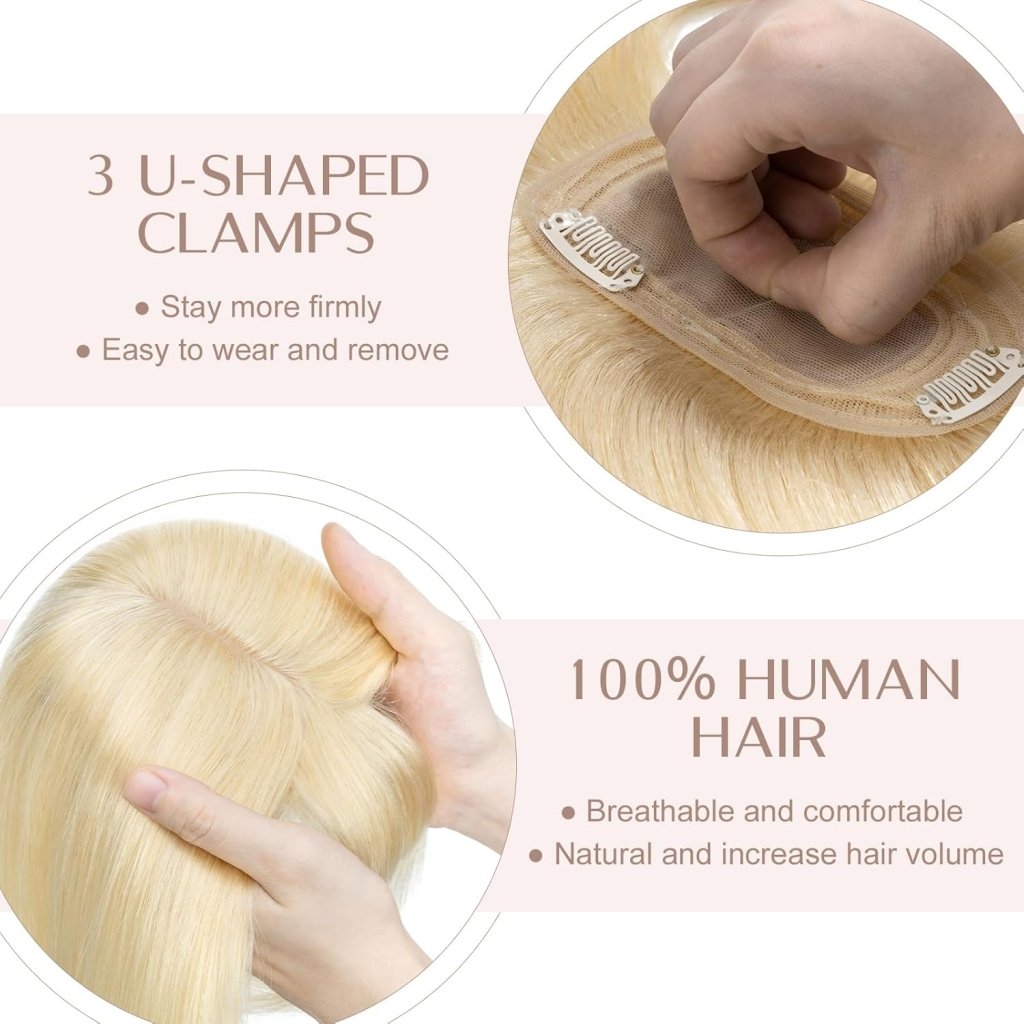 Human Hair Topper with Bangs - Real Human Hair Toppers for Women with Thin Hair - Wigtrends