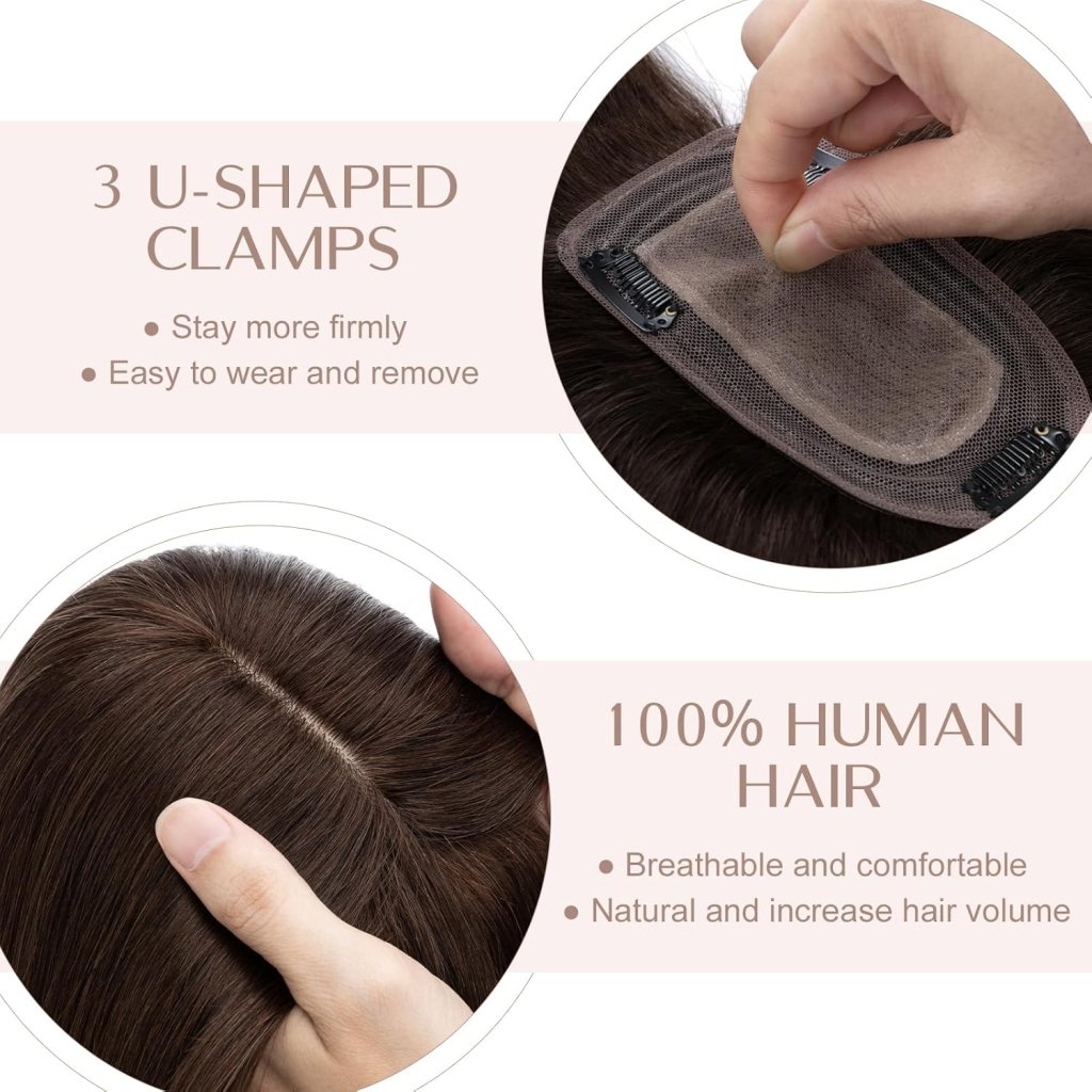 Human Hair Topper with Bangs - Real Human Hair Toppers for Women with Thin Hair - Wigtrends