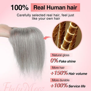 Human Hair Toppers for women 10 Inch Clip in Bangs 100% Human Hair Toppers for Thinning Hair Cover Hair Pieces with Silk Base - Silver White - Wigtrends