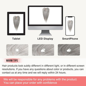 Human Hair Toppers for women 10 Inch Clip in Bangs 100% Human Hair Toppers for Thinning Hair Cover Hair Pieces with Silk Base - Silver White - Wigtrends