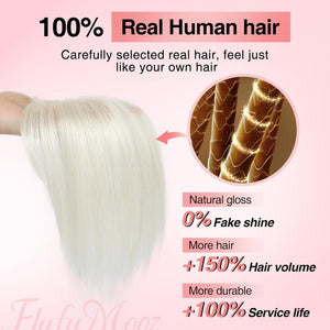 Human Hair Toppers for women 10 Inch Clip in Bangs 100% Human Hair Toppers for Thinning Hair Cover Hair Pieces with Silk Base - Silver White - Wigtrends