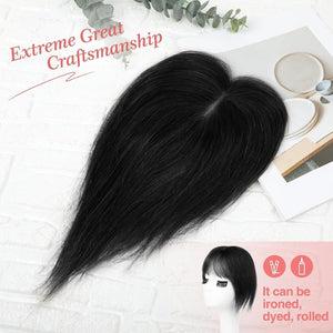 Human Hair Toppers for women 10 Inch Clip in Bangs 100% Human Hair Toppers for Thinning Hair Cover Hair Pieces with Silk Base - Silver White - Wigtrends