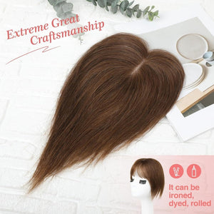 Human Hair Toppers for women 10 Inch Clip in Bangs 100% Human Hair Toppers for Thinning Hair Cover Hair Pieces with Silk Base - Silver White - Wigtrends