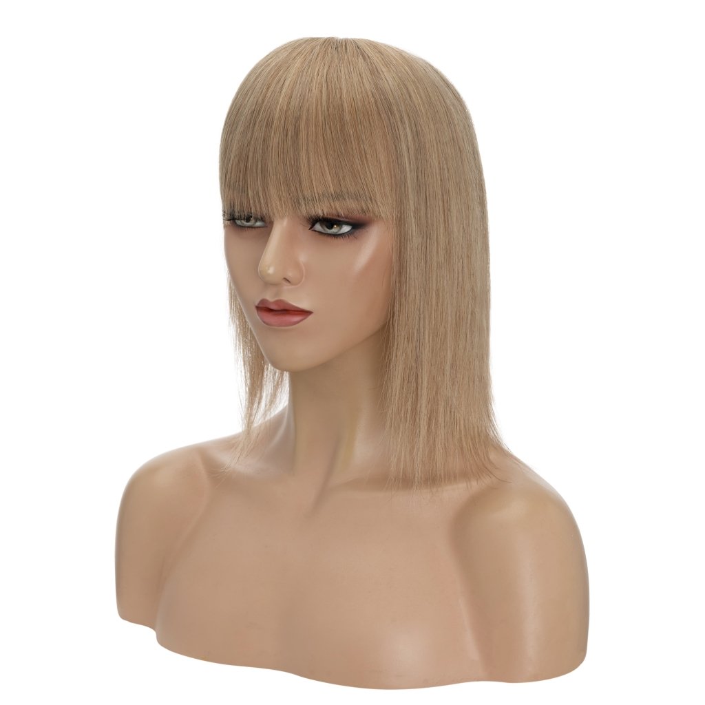 Human Hair Toppers For Women 100% Remy Topper With/Without Bangs 13*15CM Silk Base Clip In Topper 14inch - Blonde - Wigtrends