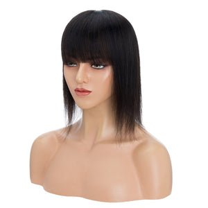 Human Hair Toppers For Women 100% Remy Topper With/Without Bangs 13*15CM Silk Base Clip In Topper 14inch - Blonde - Wigtrends