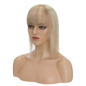 Human Hair Toppers For Women 100% Remy Topper With/Without Bangs 13*15CM Silk Base Clip In Topper 14inch - Blonde - Wigtrends