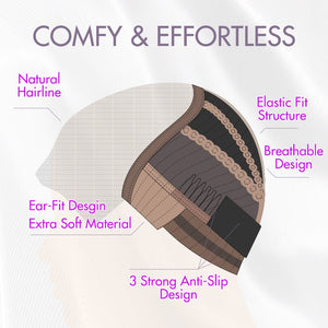 Human Hair Wig Glueless Wig Chestnut Brown Highlights 7x6 Closure HD Lace Long Curly Wig Breathable Cap - Wigtrends