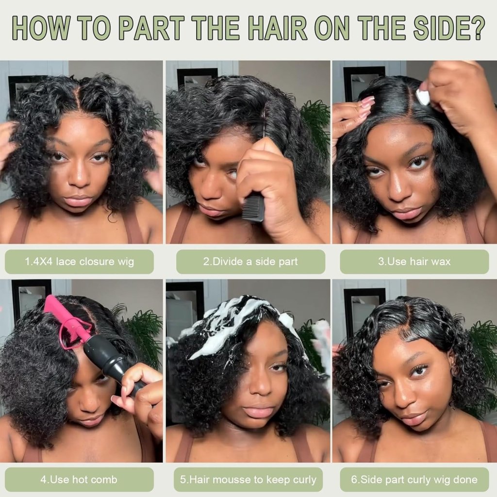 Human Hair Wigs Short Curly Bob 4x4 Lace Front Wigs Closure Glueless Wig - Wigtrends
