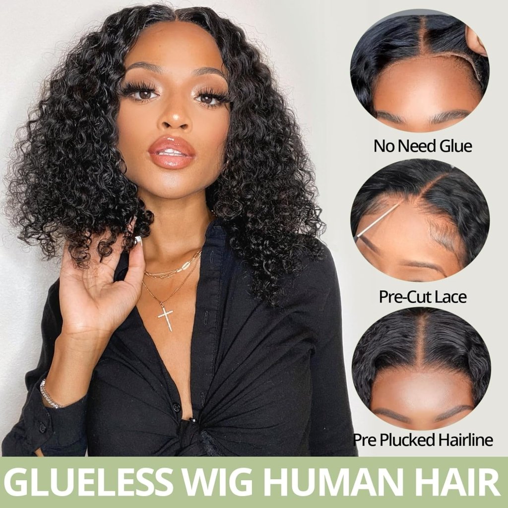 Human Hair Wigs Short Curly Bob 4x4 Lace Front Wigs Closure Glueless Wig - Wigtrends