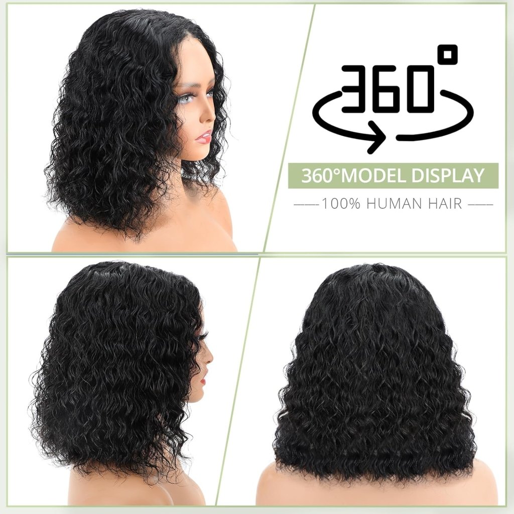 Human Hair Wigs Short Curly Bob 4x4 Lace Front Wigs Closure Glueless Wig - Wigtrends