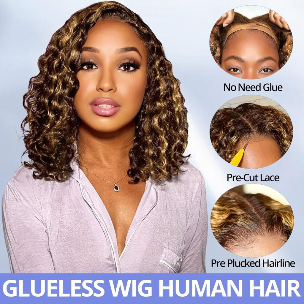 Human Hair Wigs Short Curly Bob 4x4 Lace Front Wigs Closure Glueless Wig - Wigtrends