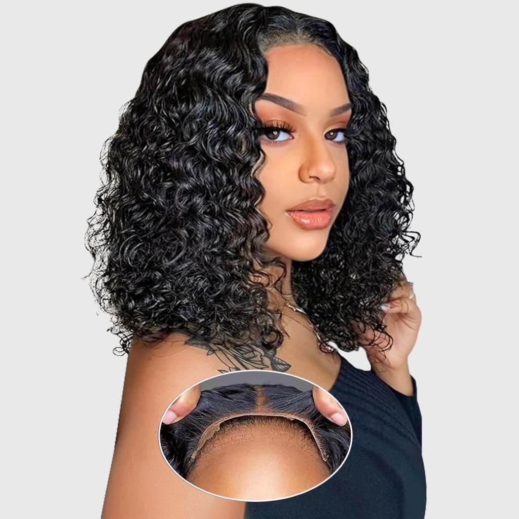 Human Hair Wigs Short Curly Bob 4x4 Lace Front Wigs Closure Glueless Wig - Wigtrends