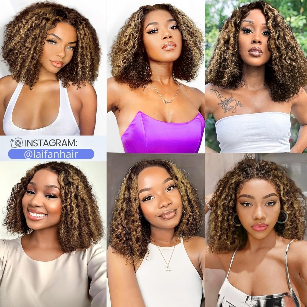 Human Hair Wigs Short Curly Bob 4x4 Lace Front Wigs Closure Glueless Wig - Wigtrends
