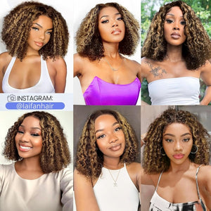 Human Hair Wigs Short Curly Bob 4x4 Lace Front Wigs Closure Glueless Wig - Wigtrends