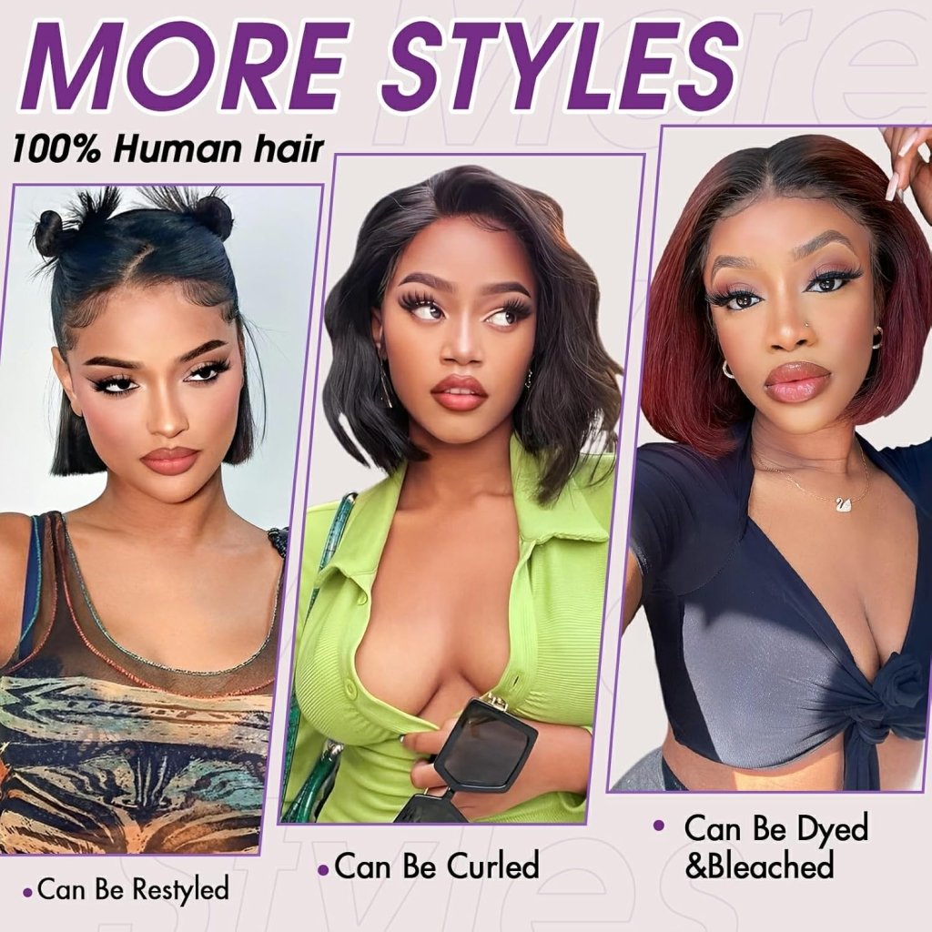 Human Hair Wigs Short Curly Bob 4x4 Lace Front Wigs Closure Glueless Wig - Wigtrends