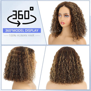 Human Hair Wigs Short Curly Bob 4x4 Lace Front Wigs Closure Glueless Wig - Wigtrends