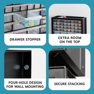 IRIS USA Screw Tool Organizer Small Parts Cabinet Chest, 44 - Drawer Hardware Electronics Nuts Bolts Storage Drawers Organization Toolbox Garage Craft Business Teacher Beads Scrapbook Art Hobby - Black - Wigtrends