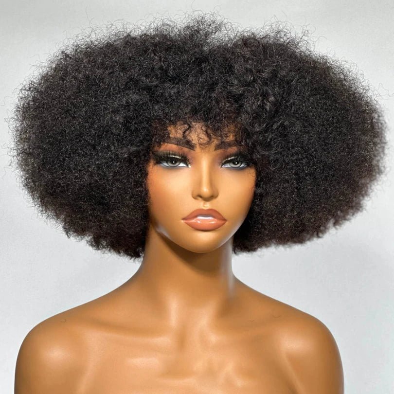 Jerry Curly No Lace Short Wig with Bangs 100% Human Hair - Wigtrends