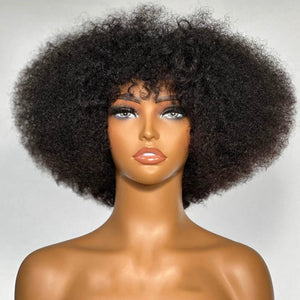 Jerry Curly No Lace Short Wig with Bangs 100% Human Hair - Wigtrends