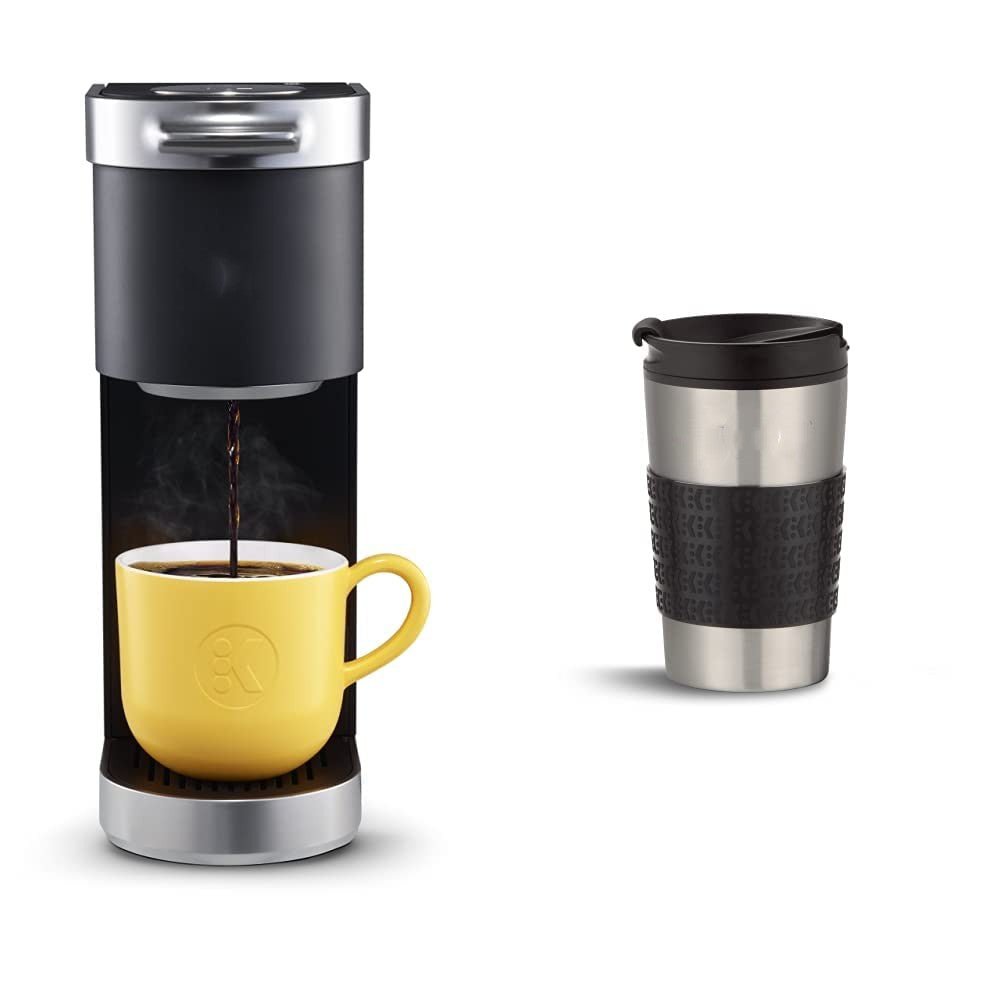 K - Mini Plus Single Serve K - Cup Pod Coffee Maker with Travel Mug (1 Count) Bundle - Wigtrends
