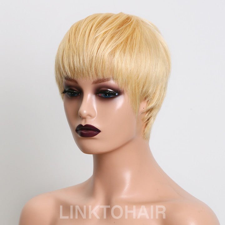 Kanye's Wife Bianca Same Style | Layered Short Pixie Cut Blonde 613 Wig 100% Human Hair - Wigtrends