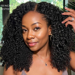Kinky Curly Full Hair Glueless 5x5 Closure Lace Long Curly Wig Ready to Go - Wigtrends