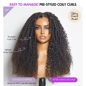 Kinky Curly Full Hair Glueless 5x5 Closure Lace Long Curly Wig Ready to Go - Wigtrends