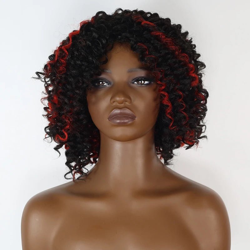 Kinky Curly Wig Synthetic Short Hair Lace Front Wig - Wigtrends