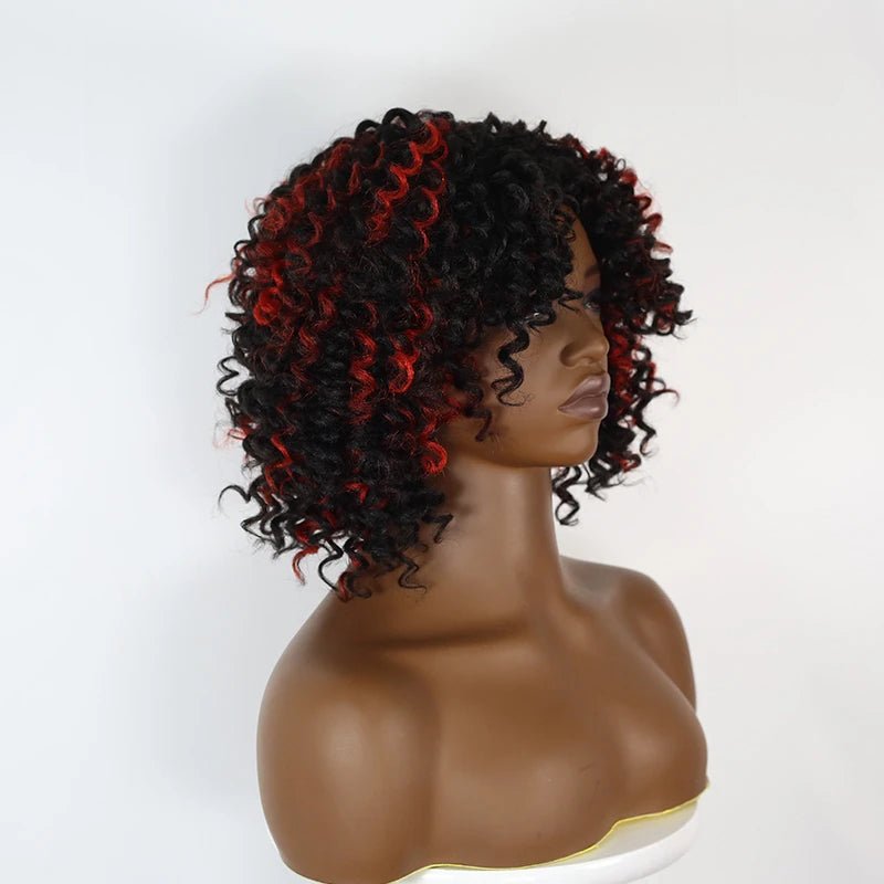 Kinky Curly Wig Synthetic Short Hair Lace Front Wig - Wigtrends