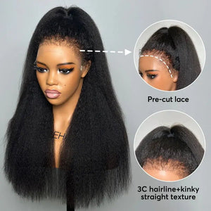 Kinky Straight Lace Front Long Wigs - Wigtrends