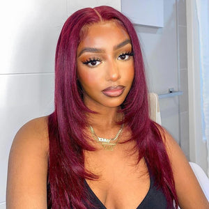 Layered Bone Straight Lace Front Wigs - Wigtrends