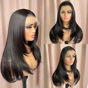 Layered Bone Straight Lace Front Wigs - Wigtrends