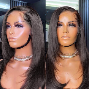 Layered Bone Straight Lace Front Wigs - Wigtrends