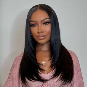Layered Bone Straight Lace Front Wigs - Wigtrends