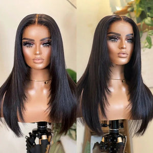 Layered Bone Straight Lace Front Wigs - Wigtrends