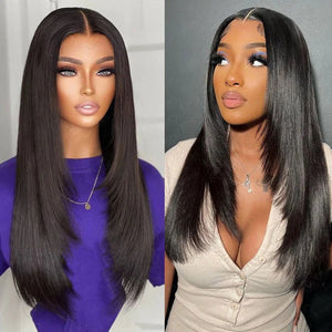 Layered Bone Straight Lace Front Wigs - Wigtrends
