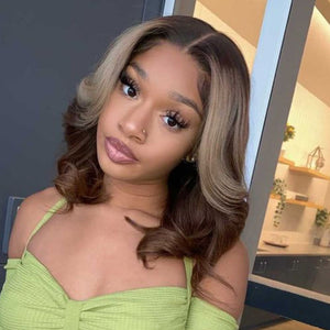 Layered Ombre Brown Highlight Body Wave Wig - Wigtrends