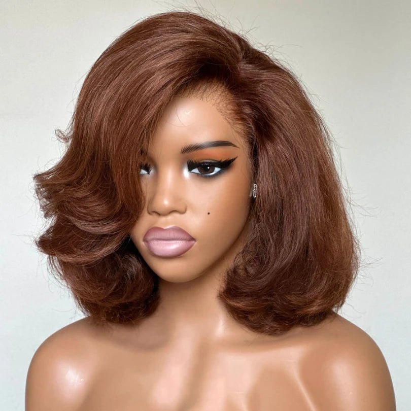 Layered Short Cut Lace Wigs in Brown - Wigtrends