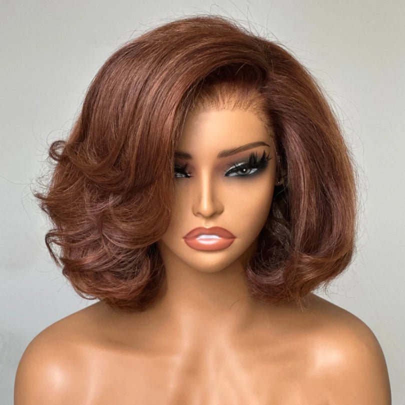 Layered Short Cut Lace Wigs in Brown - Wigtrends