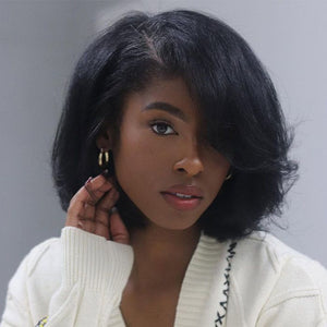 Layered Short Wavy Bob Wig Fluffy Human Hair - Wigtrends