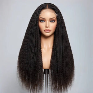 Long Kinky Straight Human Hair Wig – Natural Texture Lace Front Wigs Soft&Lightweight - Wigtrends